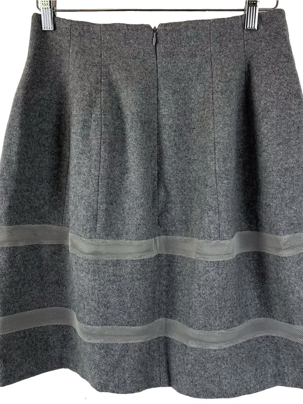 Madewell Wool Blend Turnout Skirt Mesh Stripe Insets Lined Flared Size 4